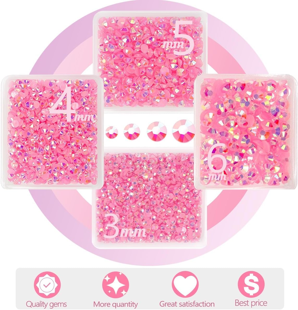 Dark Pink AB Resin Rhinestones w B7000 Jewelry Glue for Bedazzling Crafting 3mm 4mm 5mm 6mm Flatback Jelly Stones Bulk SS10 SS16 SS20 SS30 Diamonds Gems for Nails Face Makeup Tumblers Crafts