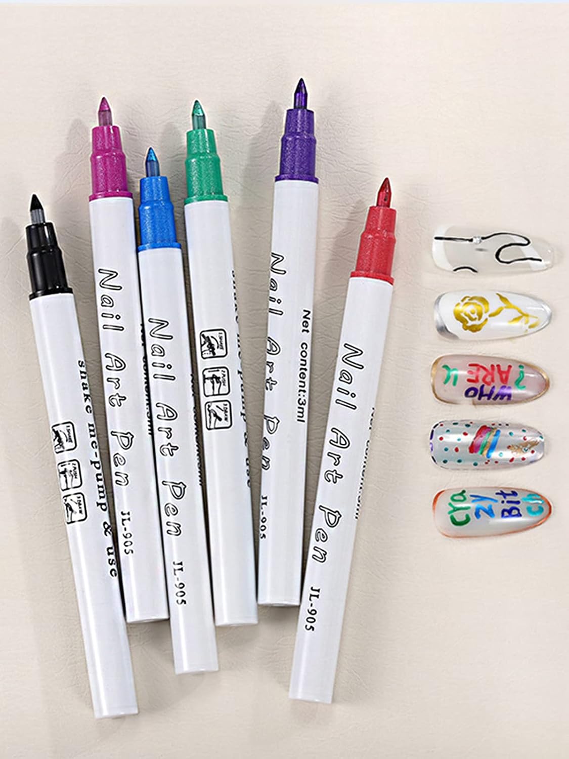 12 Color 3D Nail Art Pens Set, Kalolary Nail Point Graffiti Dotting Pen Drawing Painting Liner Brush for DIY Nail Art Beauty Adorn Manicure Tools