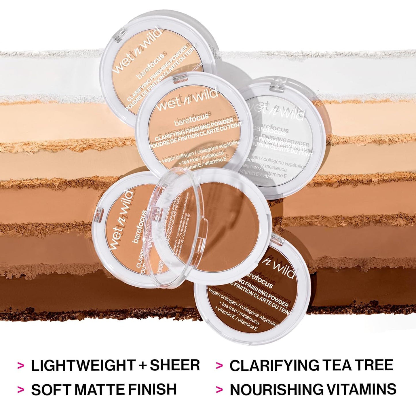 wet n wild Bare Focus Clarifying Finishing Powder Matte Pressed Setting Powder Medium-Tan & Fair-Light