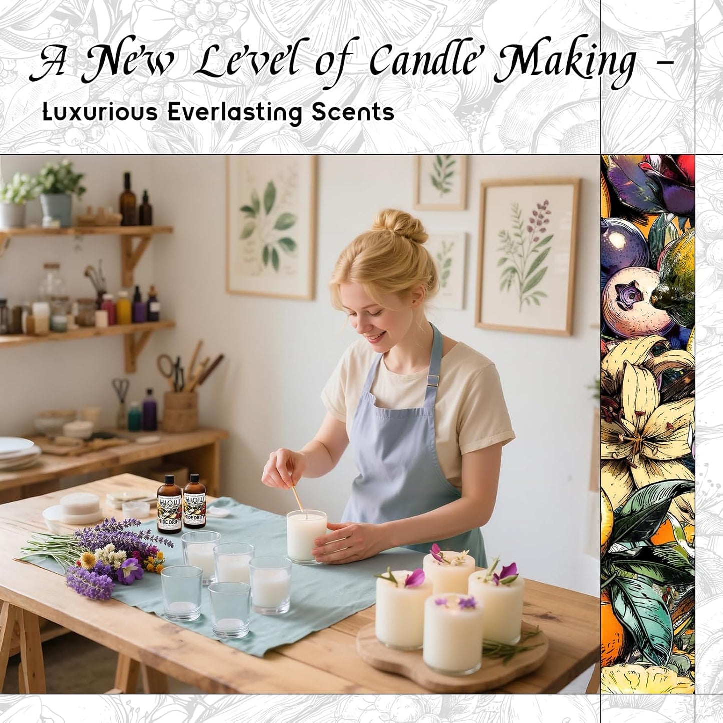 HIQILI Tide Drift Fragrance Oil, Ocean & Jasmine Scents, Making Candle, Room Spray, Essential Oil Diffuser, DIY Body Butter & Hair Perfume - 5.07 Fl Oz