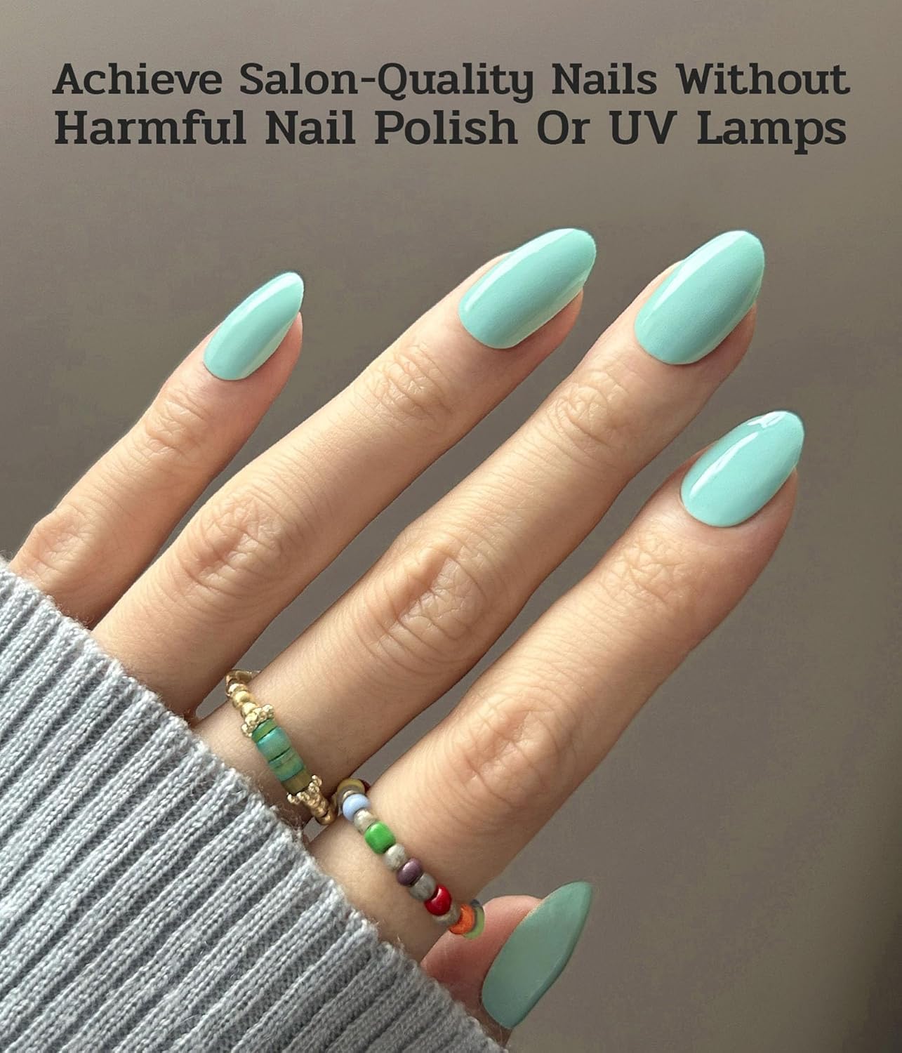 Nail Polish Strips - 22 Pcs Salon Quality Gel Nail Stickers - Long Lasting Wraps (Mint Smoothie Green)