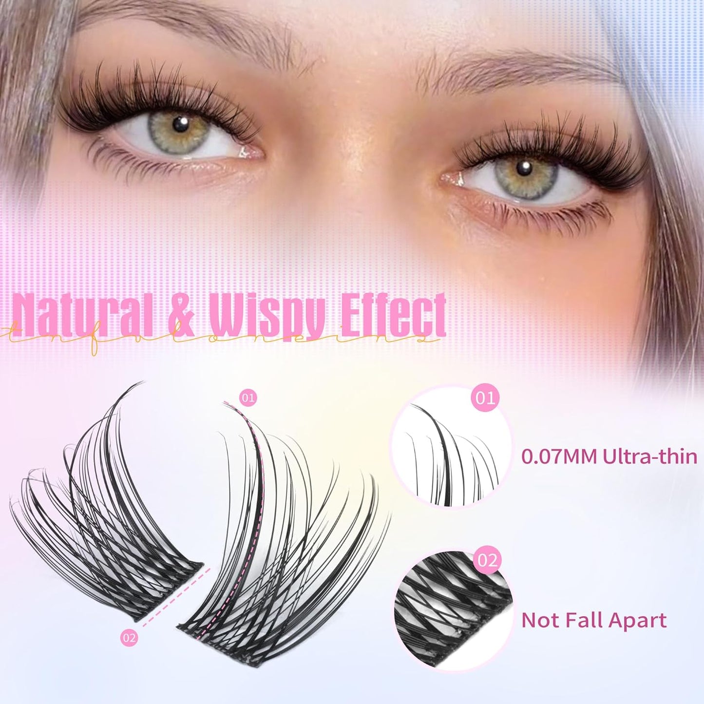 Wispy Lash Clusters Natural Eyelash Clusters 10-16MM Individual Lashes Clusters C Curl Cluster Eyelash Extensions DIY Lash Extension Soft False Eyelashes by TNFVLONEINS