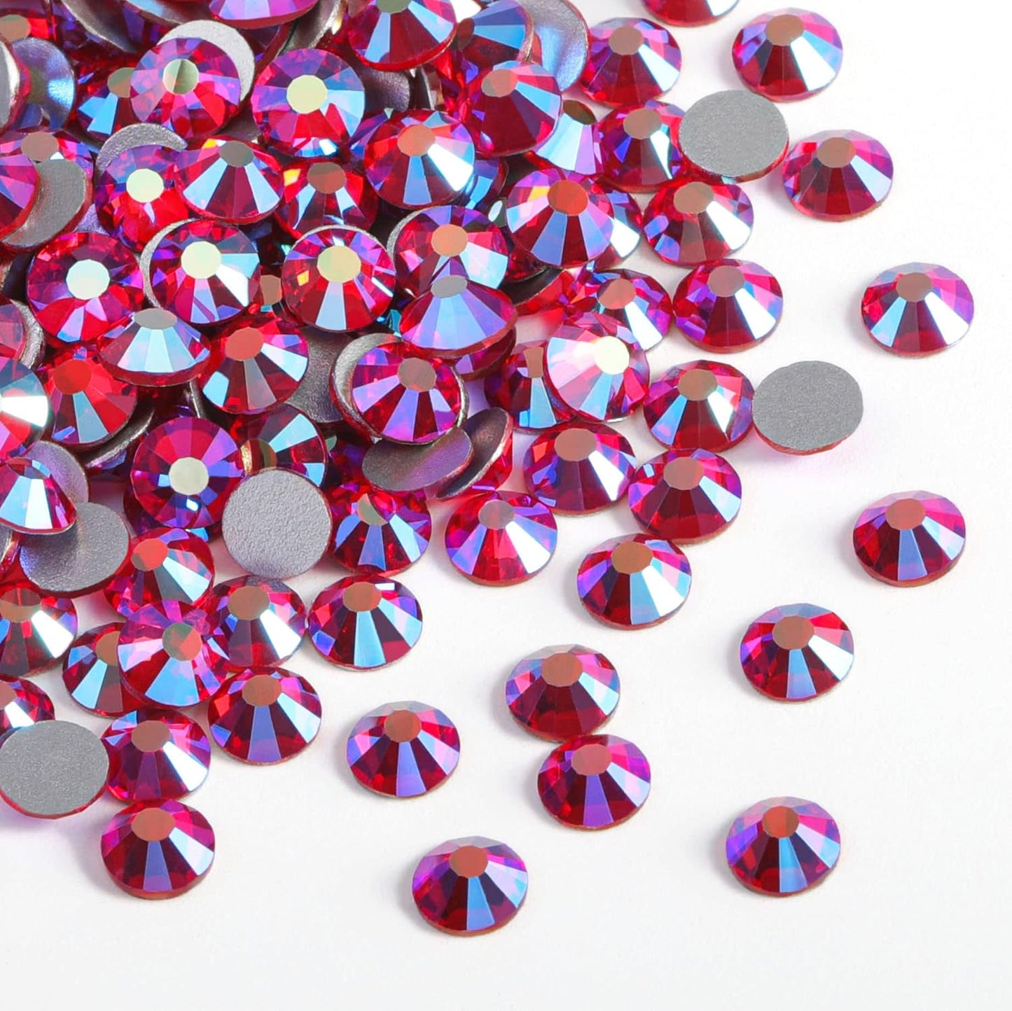 Beadsland 1440 Pieces Flat Back Crystal Rhinestones Round Gems,Light Siam AB,SS10,2.7-2.9mm