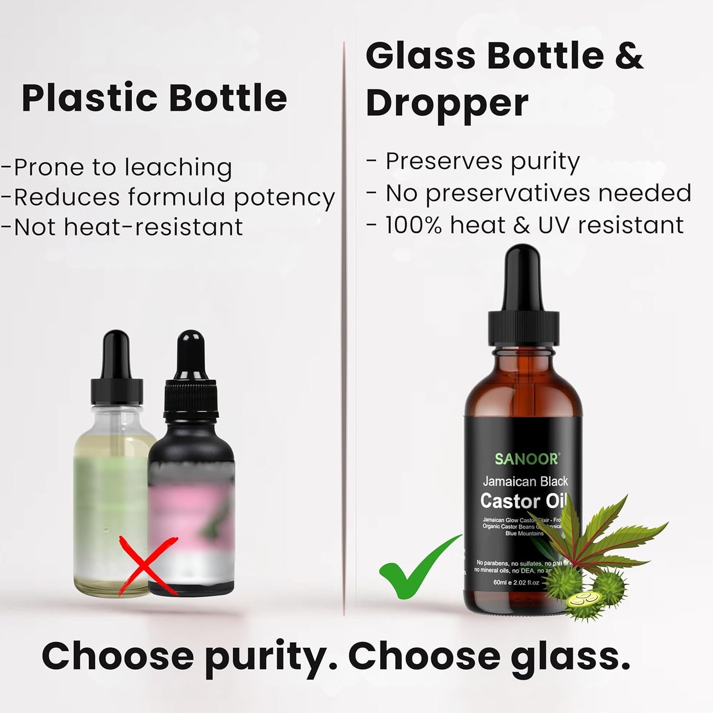 Jamaican Glow Castor Elixir Oil | 100% Pure and Natural - Premium Grade Leave In Oil for Hair Growth, Eyelashes and Eyebrows| Infused with Nutrients Pure Hair Butter | Cold-pressed | 60ml