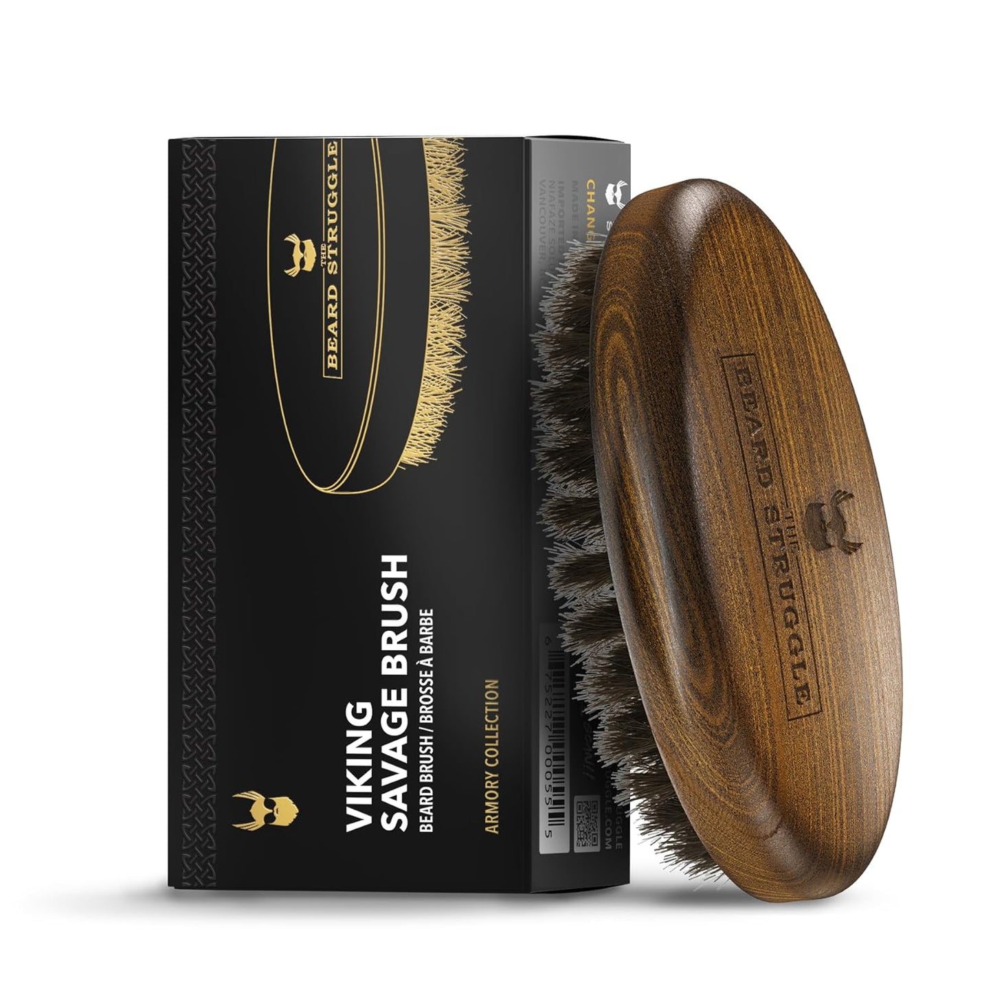 Beard Struggle Men's Beard Brush - Durable Nylon Bristles with Polished Beechwood Handle for Viking Savage Hair & Grooming - Perfect Travel Size