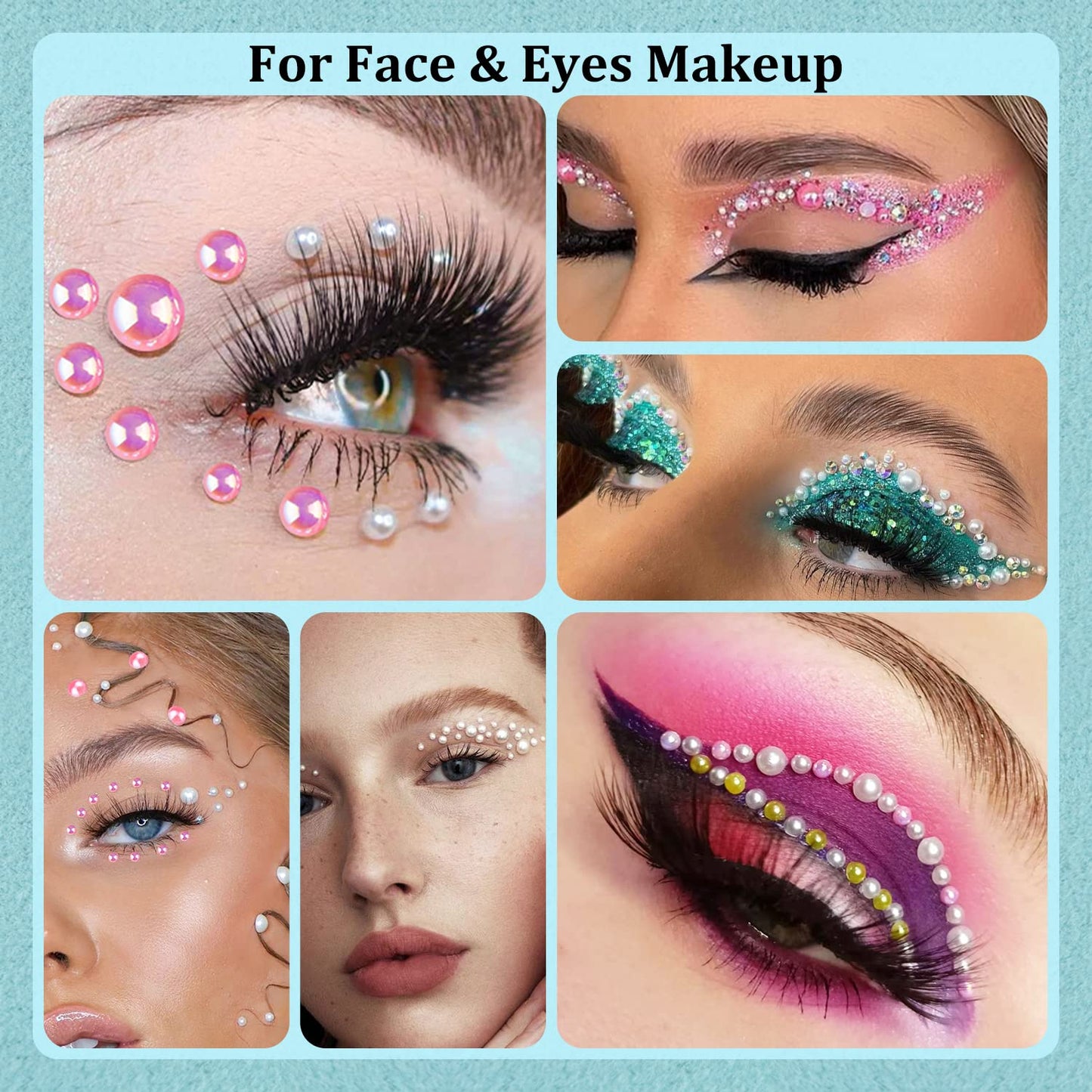 150g Flatback Pearls and Rhinestones, Pink&White Mixed Size 3-10mm Resin Rhinestones and Half Pearls for Nail Art and Crafts and Decoration with Picking Tools