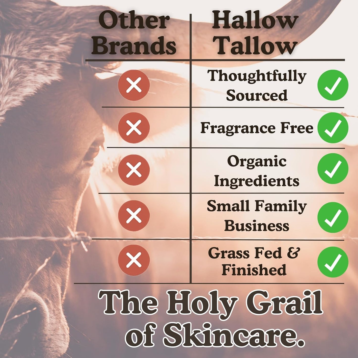 Hallow Tallow Whipped Beef Tallow Moisturizer – 100% Grass-Fed & Finished Tallow Balm with Manuka Honey, Jojoba & Olive Oil, Calendula Extract – Natural Hydrating Face & Body Cream, 4oz