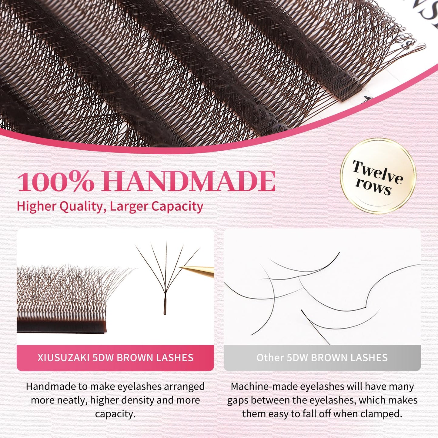 Lash Extensions Brown 4D Eyelash Extensions W Lashes 0.07mm Thickness D Curl Lashes Mix 8-15mm Colored Lashes Soft Lash Trays Pestañas Pelo a Pelo Individual Lashes(W-Brown-4D-0.07-D,8-15mm)