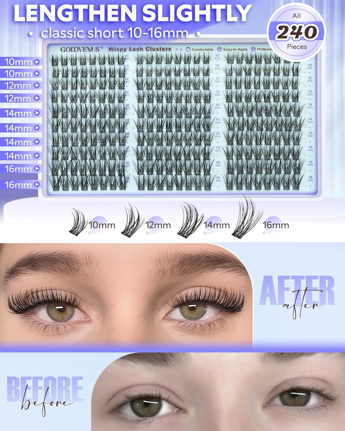 Wispy Lash Clusters Natural Eyelash Clusters No Makeup Look Cluster Eyelash Extensions 10-16mm DIY Lash Extension CC Curve